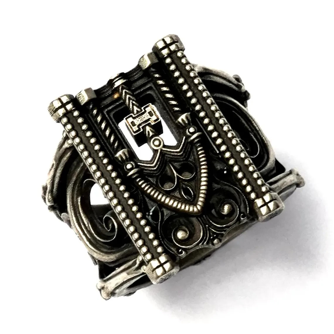 Eden Bastion–Gothic Architectural Statement Ring, 925 sterling silver handmade,