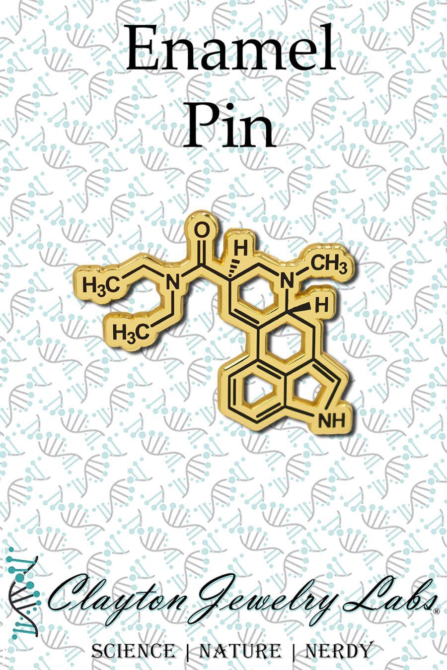 LSD Lysergic Acid Diethylamide Molecule Hard Enamel Pin