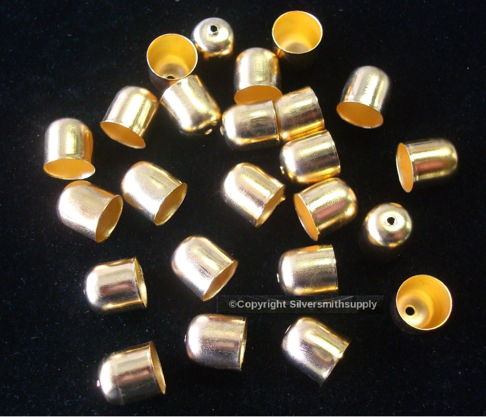 Necklace cones thong ends 10mm leather necklace ends 24pcs Yellow Gold Pl FPS094