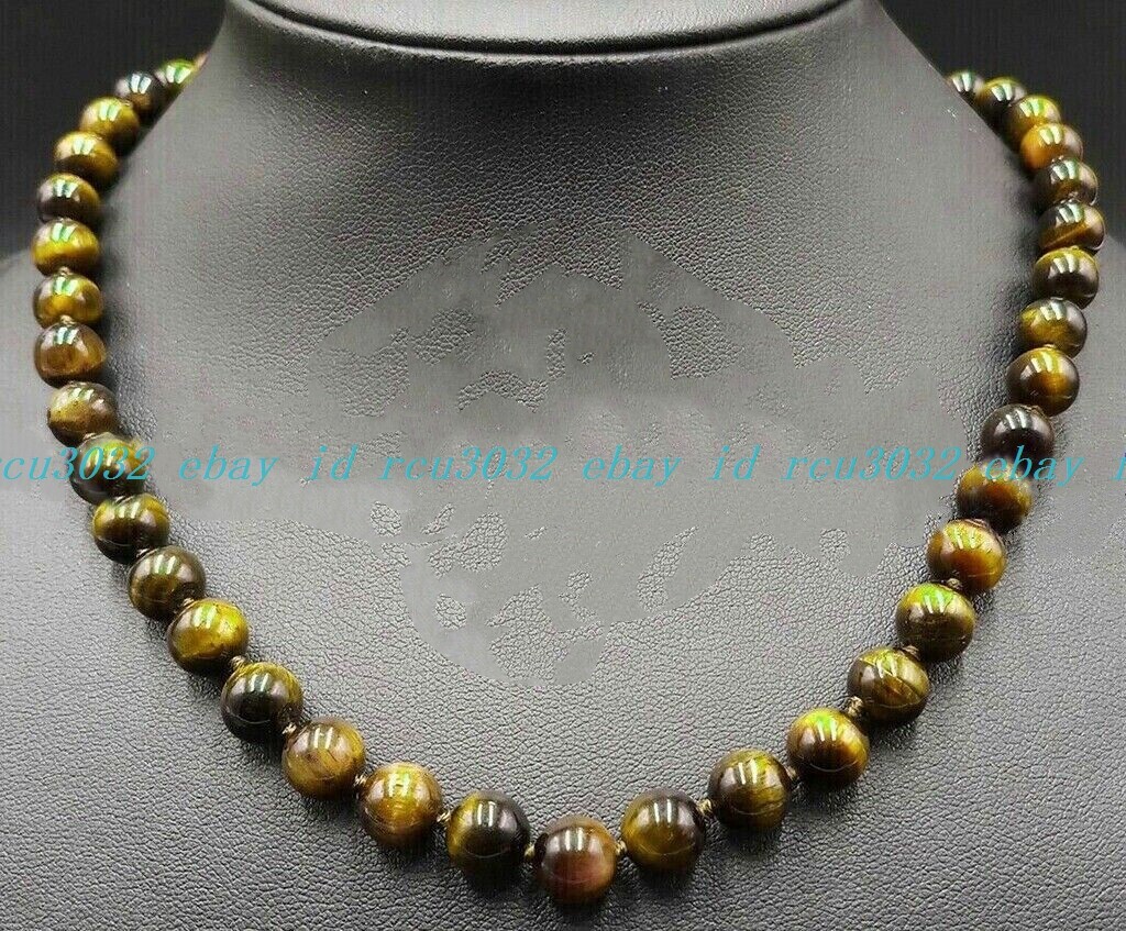 Natural 6/8/10/12mm Multicolor Tiger’s Eye Gemstone Round Beads Necklace 16-36”