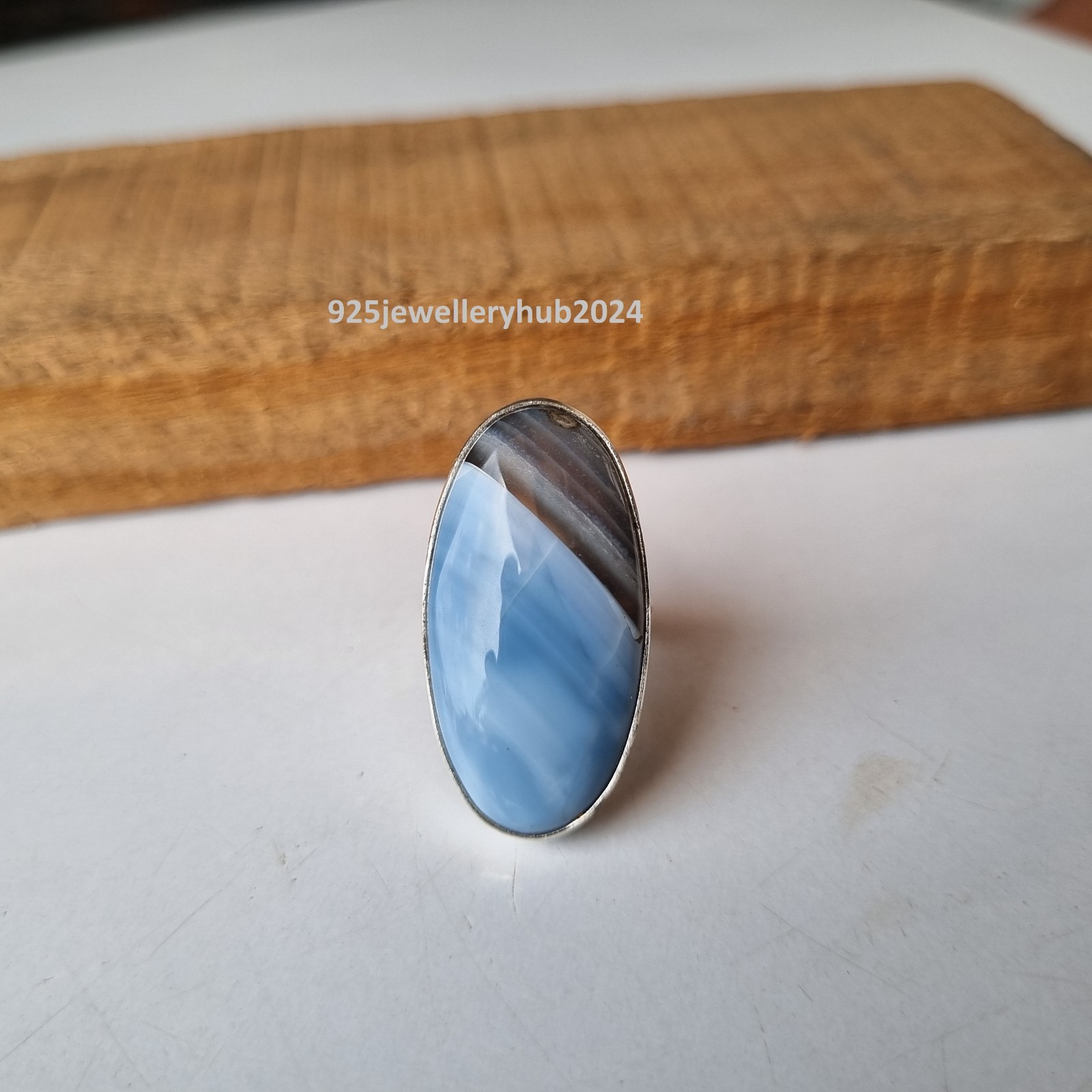 Owyhee Blue Opal Gemstone Ring 925 Sterling Silver Anniversary Gift Ring PG6622
