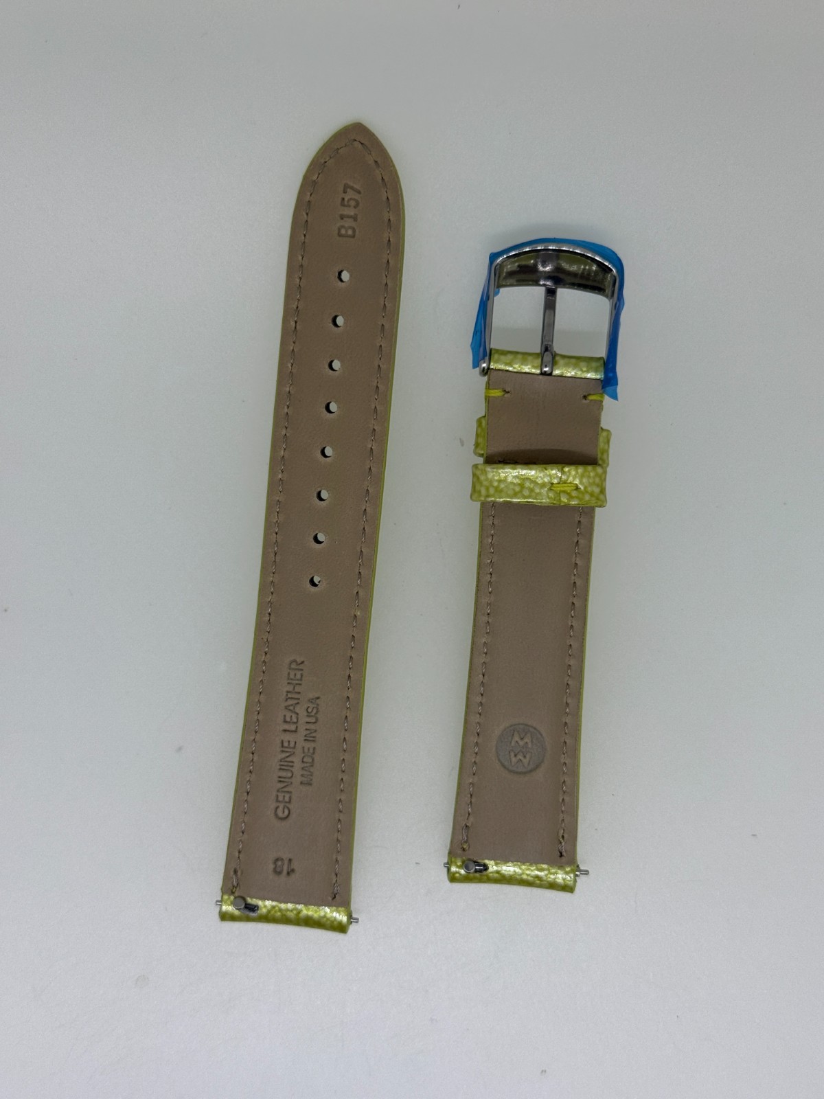 michele lime green leather watch band strap 18MM