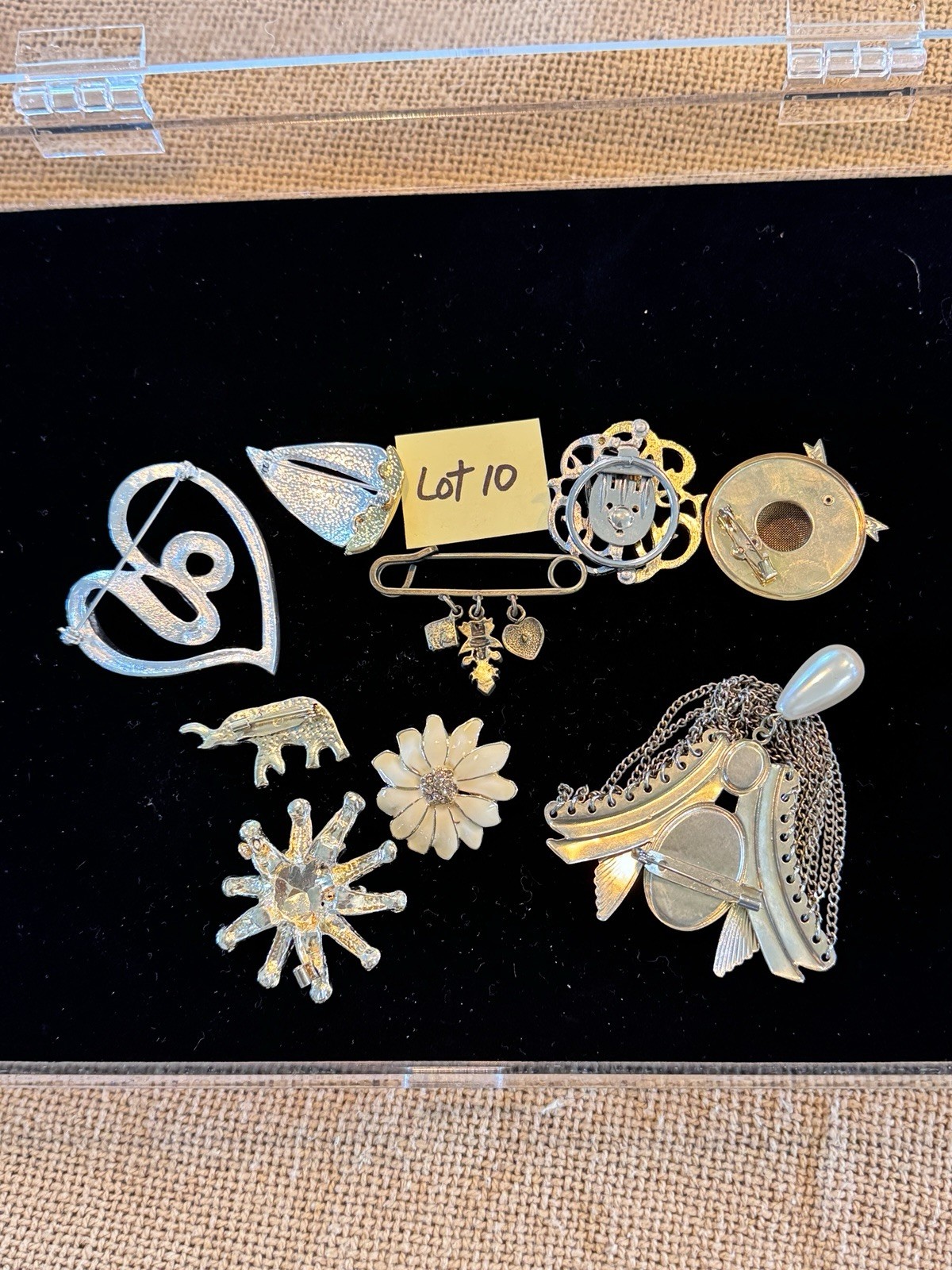 10pc Mixed Lot Metal Fashion Brooch & Pin Jewelry, Silver & Gold Tone