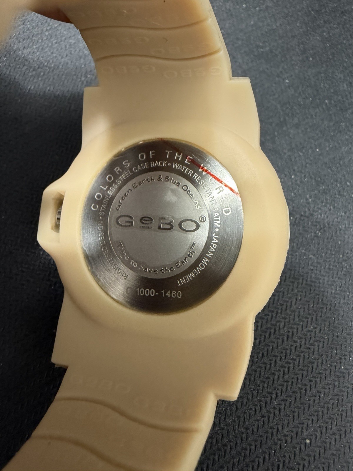 GEBO Time To Save The Earth Watch – Yellow Dial Beige Strap – Old Stock