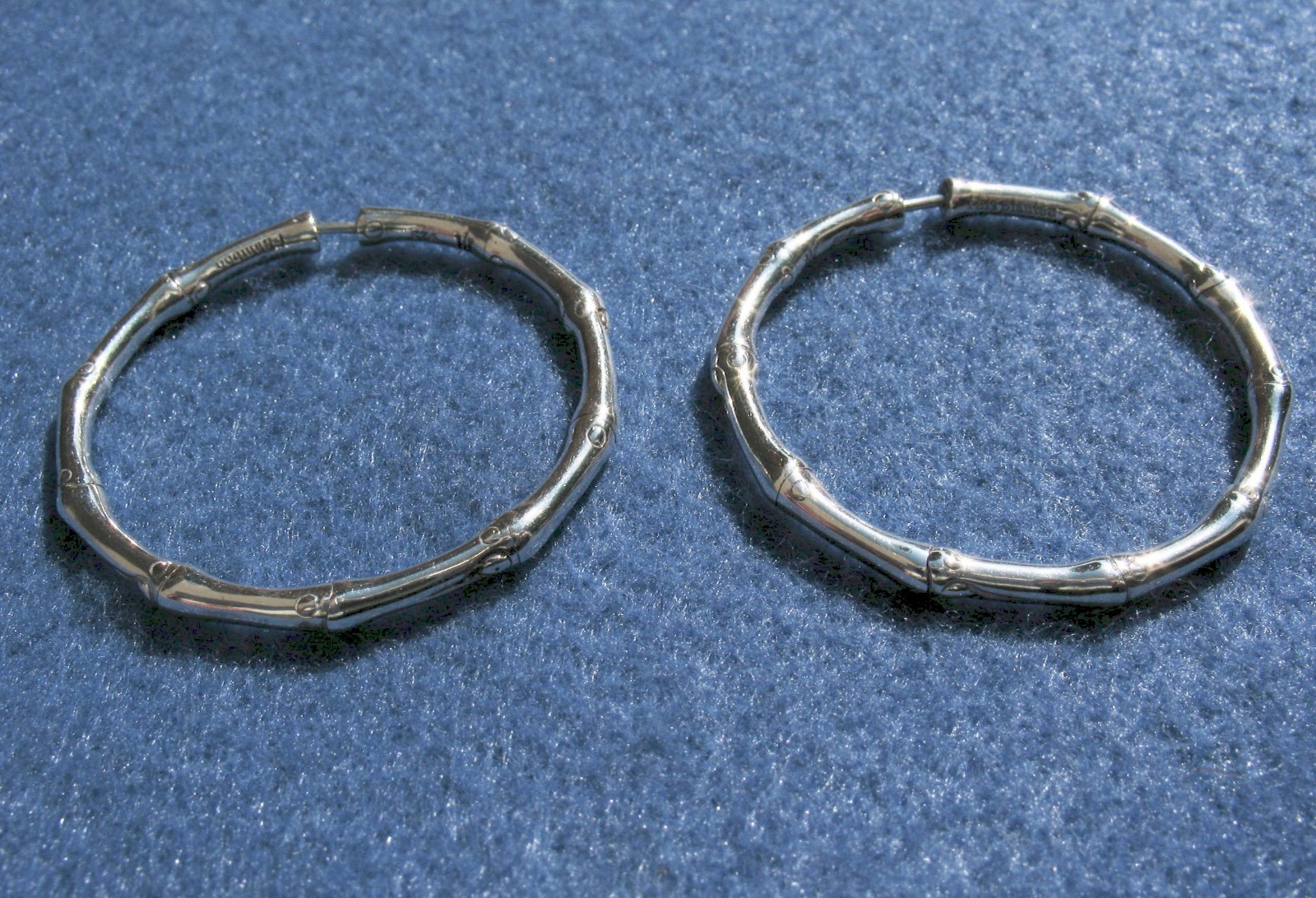 John Hardy Sterling Silver Bamboo Collection Hoop Earrings 1.4″ Drop