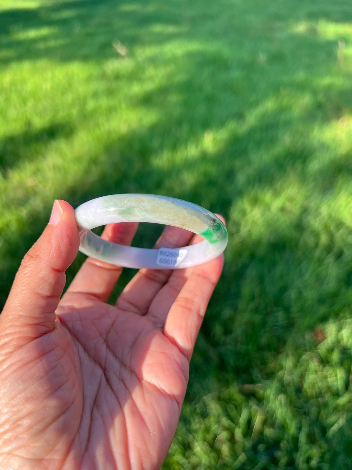 Lavender Green 100% Natural Grade A Jadeite Jade Bangle Bracelet 54mm H173