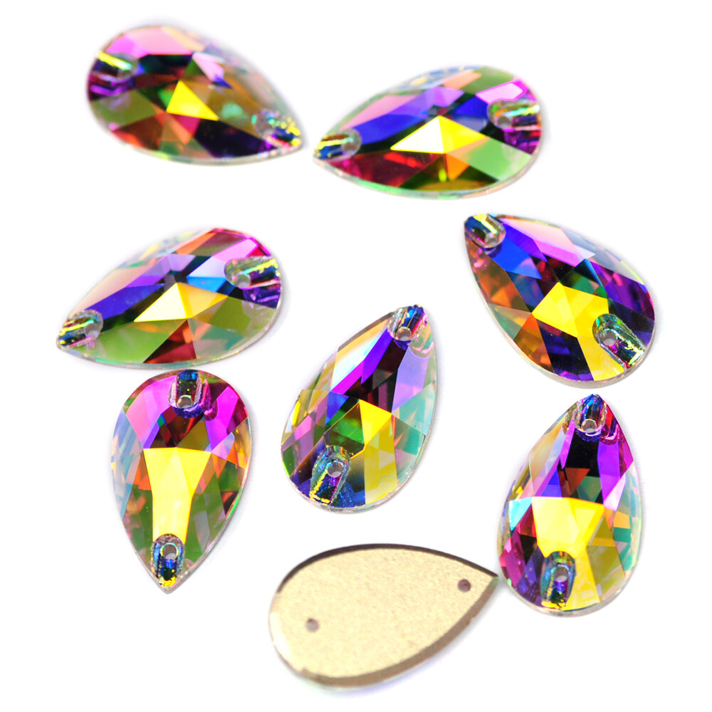 3230 Drop Sew On Rhinestones AB Clear Crystals Stones Flat Back Sewing Beads