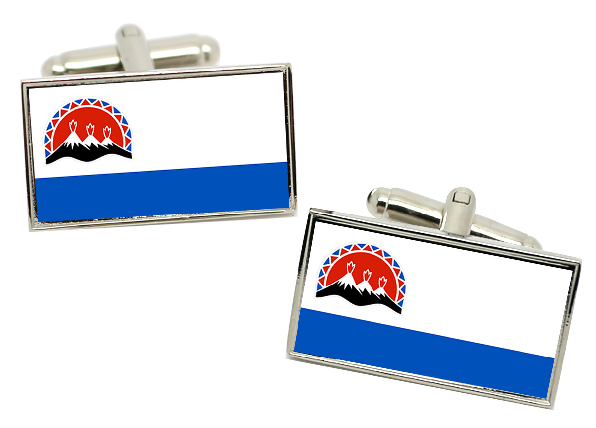 Kamchatka Krai (Russia) Flag Cufflinks in Chrome Gift box