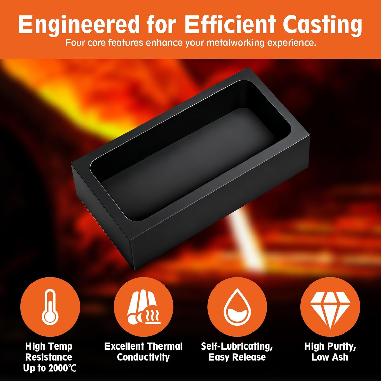 4 Pcs 1Kg High-Purity Graphite Ingot Molds for Casting Gold Silver Aluminum Copp
