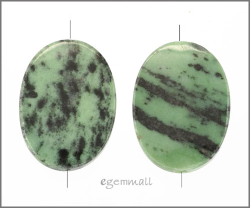 Large Green Zoisite Oval Pendant Bead 35mm #85344