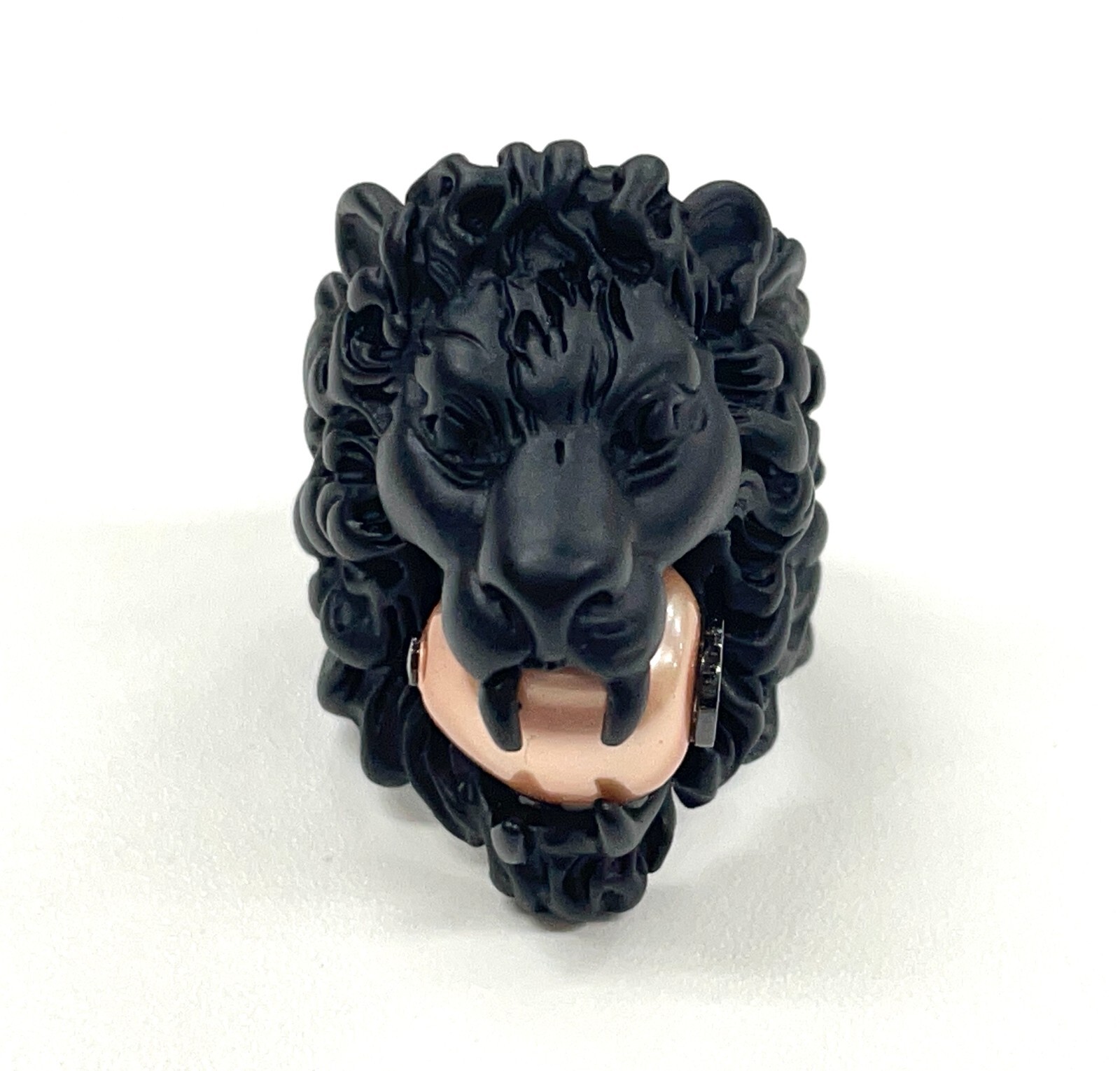 GUCCI Michele Era Lion Head Interlocking G Logo Ring JP Size 13 US 6.5-7 Black