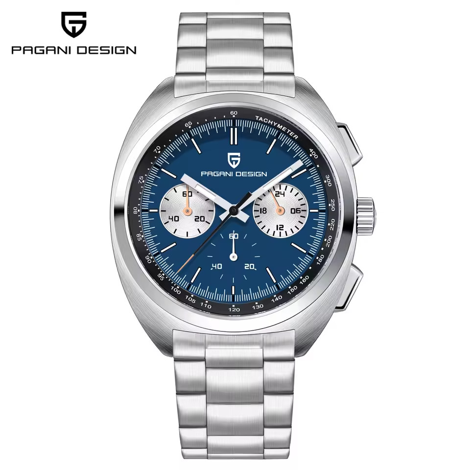 Pagani Design 1782 39mm Retro Turtle Styled Chronograph Sapphire 24hr Seiko VK63