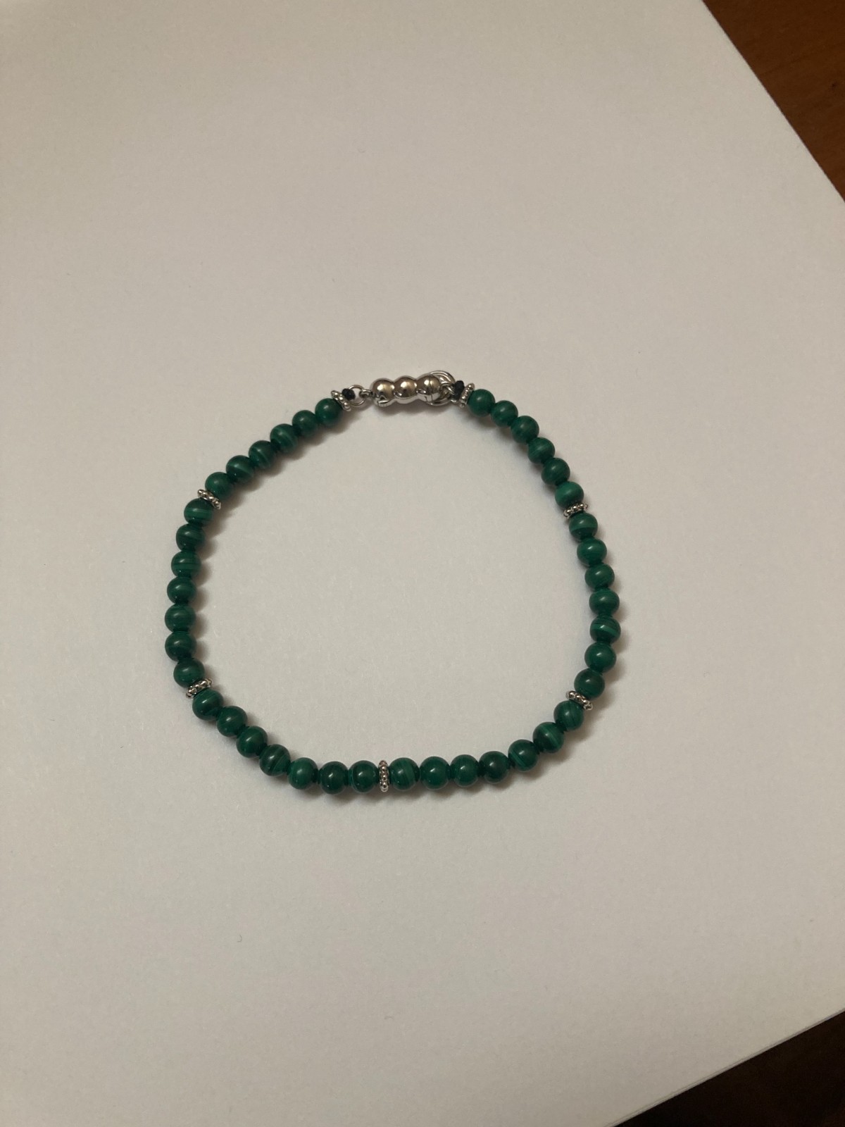 Gabriel & Co 925 Sterling Silver Malachite Beaded Bracelet