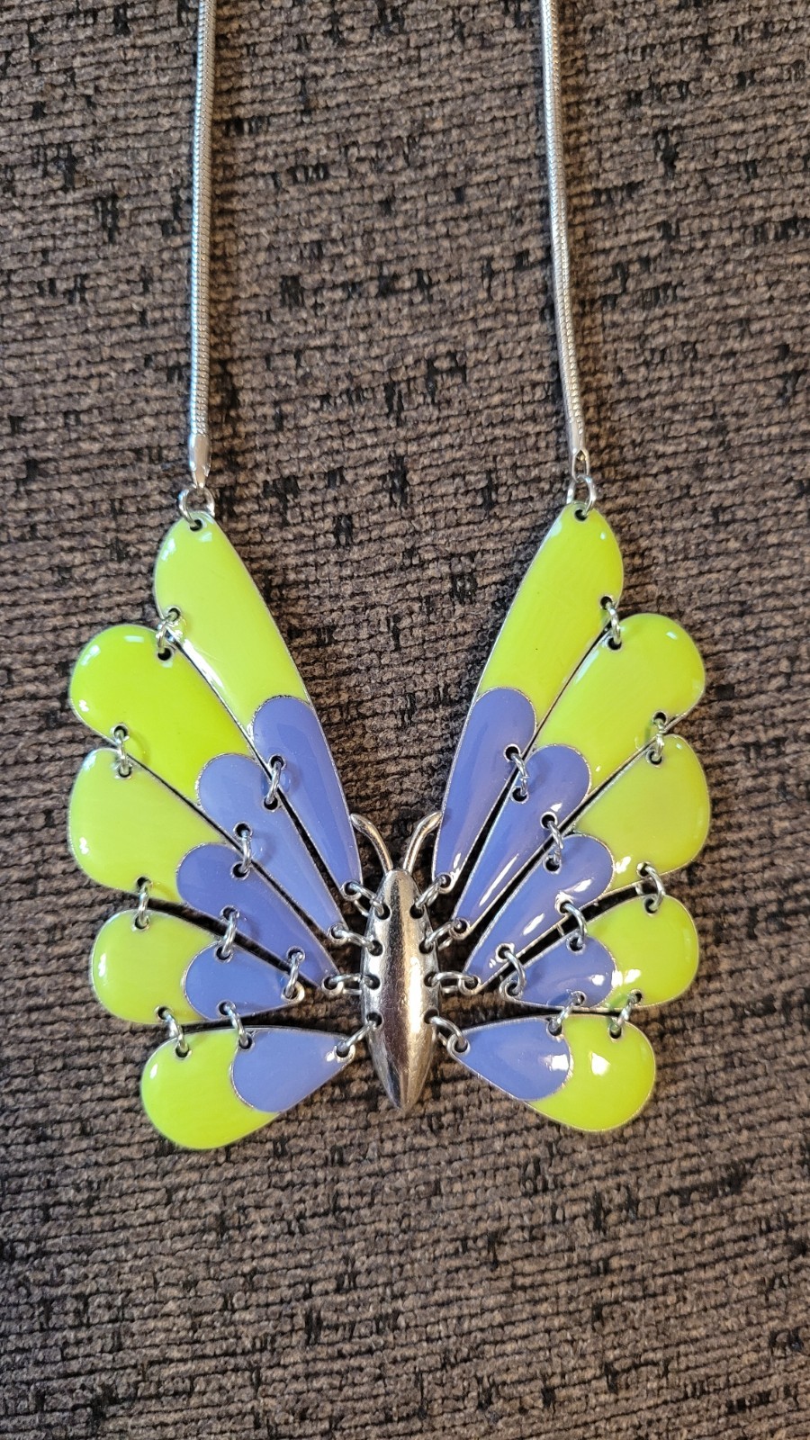 Paparazzi Butterfly Jewelry Set Necklace & Earrings Silver Green Purple Enamel