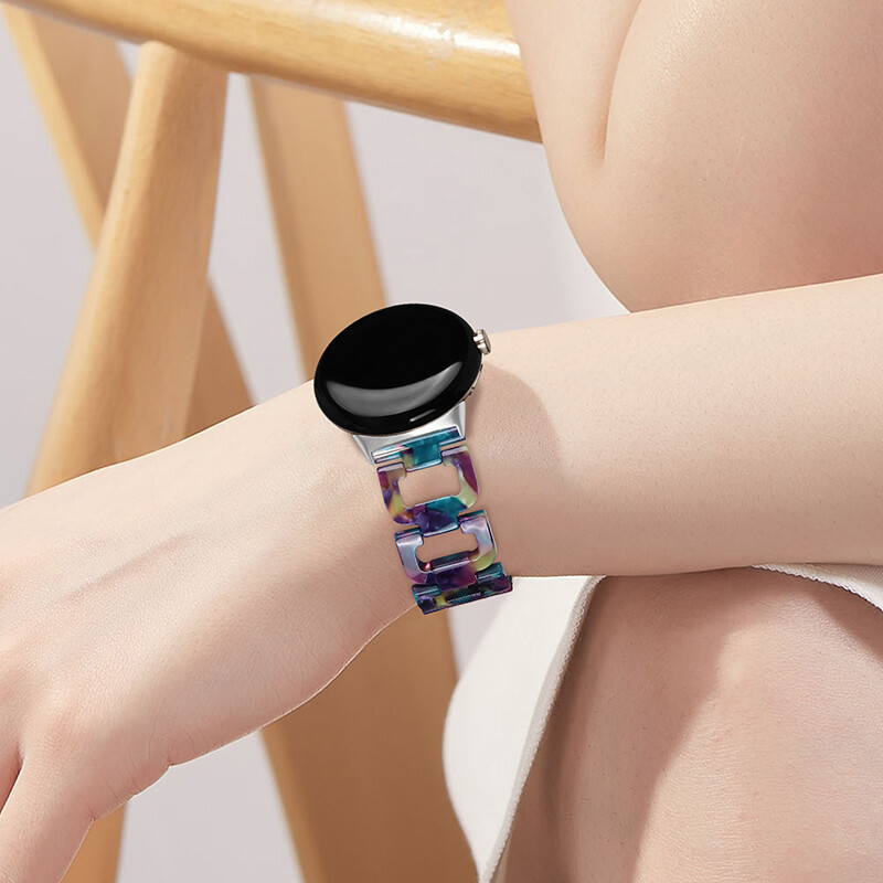Luxury D Link Resin Watch Band Stainless Steel Strap For Google Pixel Watch 1 2