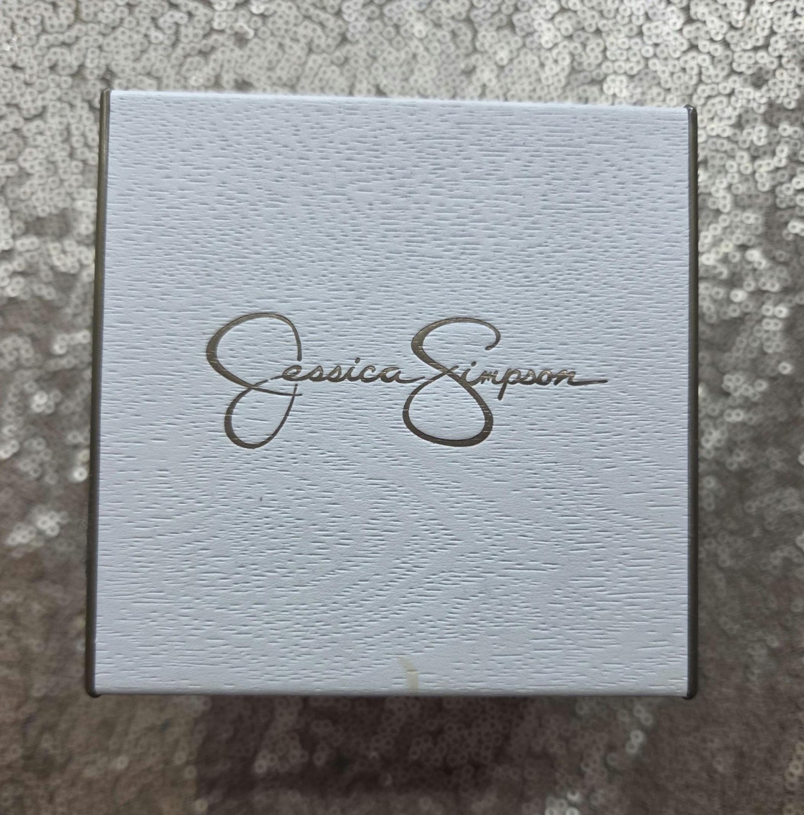 Jessica Simpson Silver-Tone Crystal Butterfly Watch with Mother of Pearl Dial