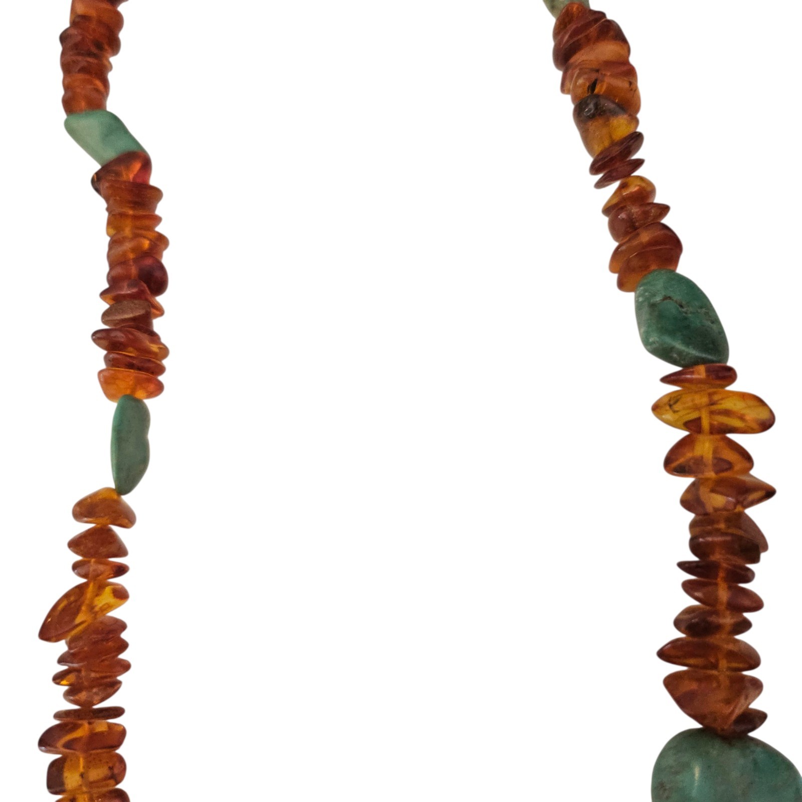Vintage Native American Navajo Sterling Silver Turquoise Amber Bead Necklace 23″
