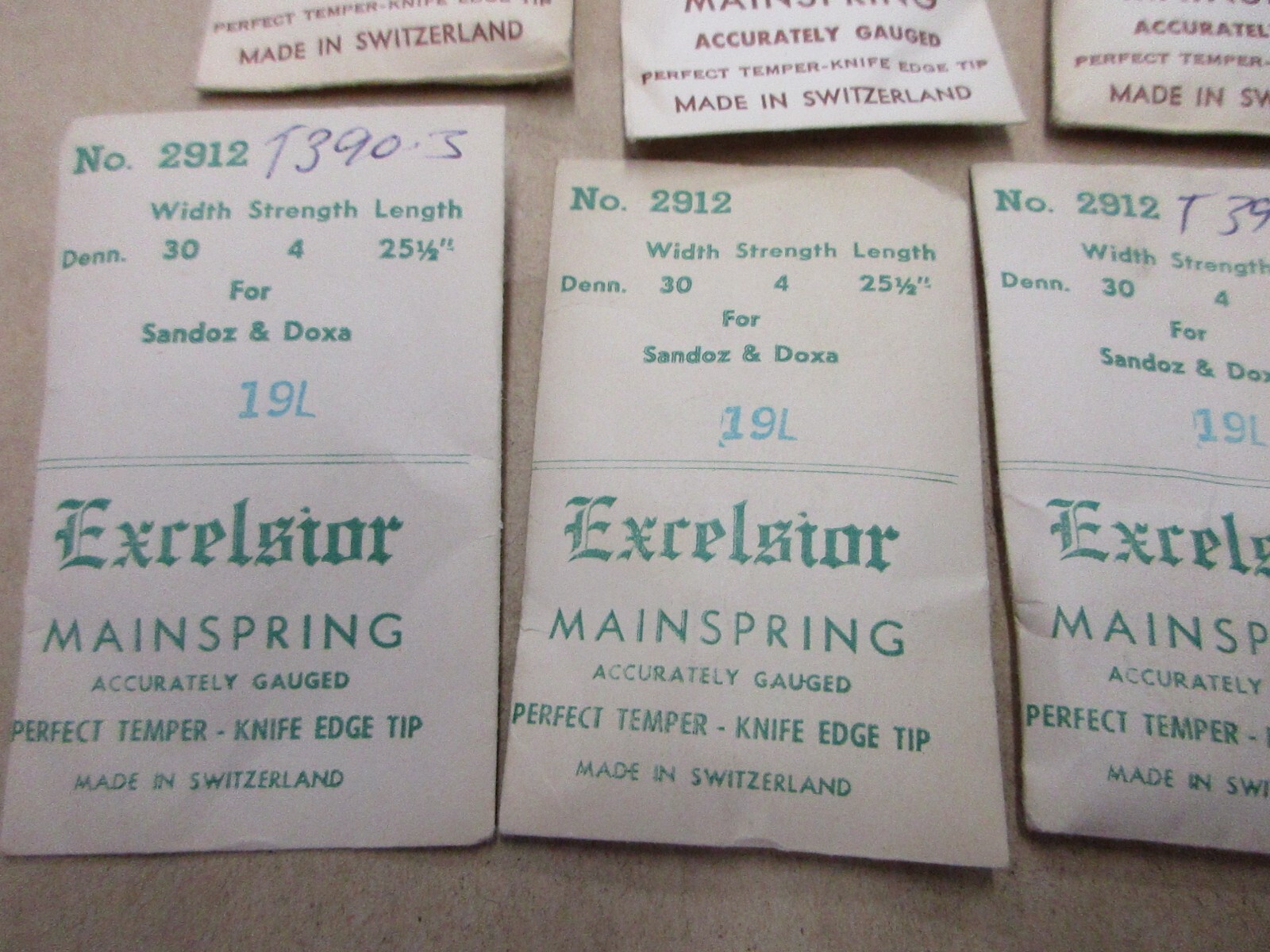 NOS Lot Assorted Excelsior Clock Mainsprings T 390.3 N0. 2912 Watch Repair Parts
