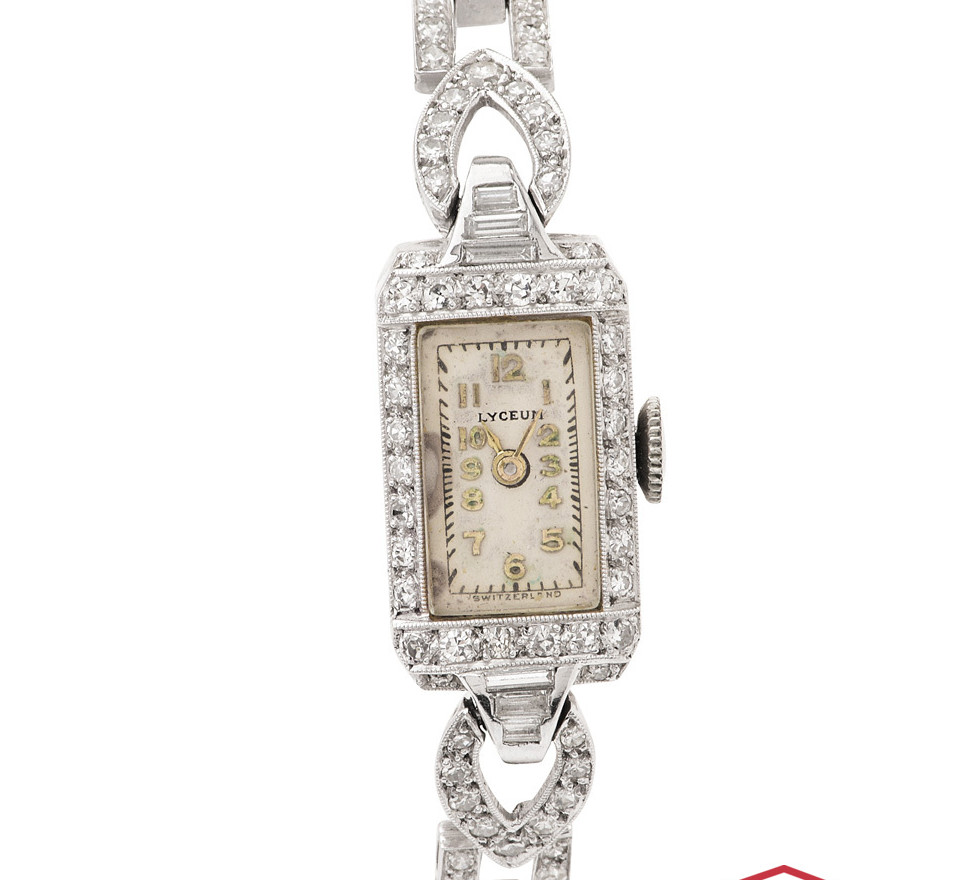Vintage LYCEUM 1.83ct SI/H Diamonds Platinum 900 ladies Tennis Watch