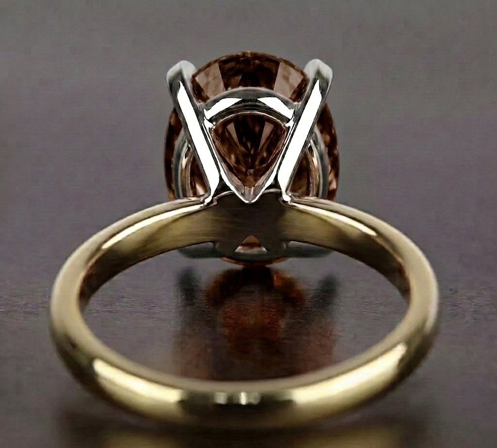 RARE 8.00 Ct Certified Oval Shape Natural Brown Diamond Ring Yellow Gold Finish