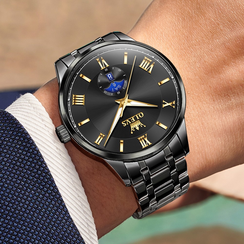 OLEVS Japan Movement Luxury Classics Male Gift Rhinestone Quartz Wristwatch 3638