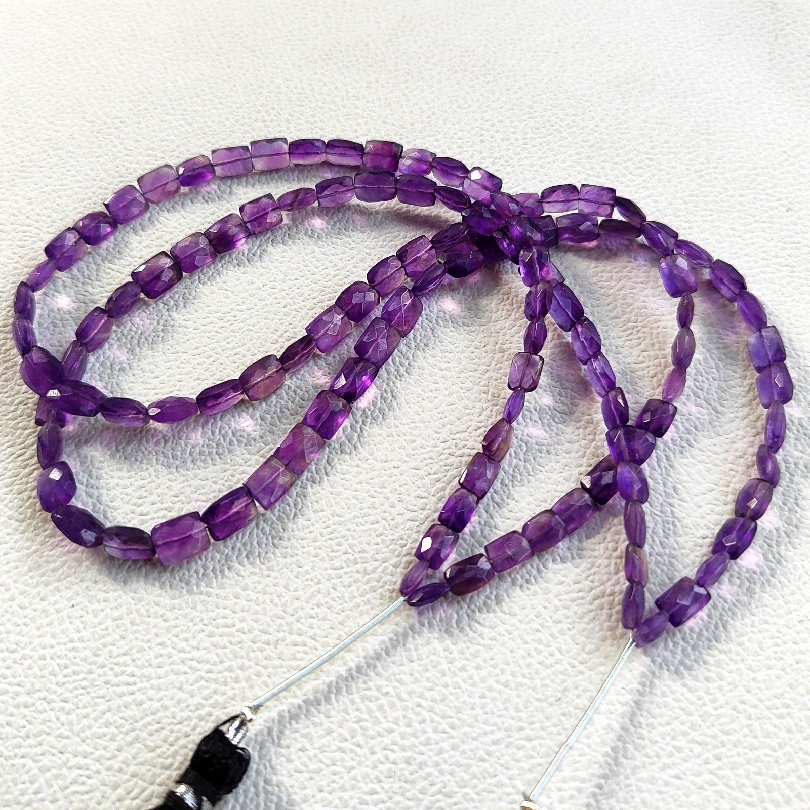 Natural Amethyst Baguette 6-8 mm Faceted Beads Strand 16″ Brazil Gems