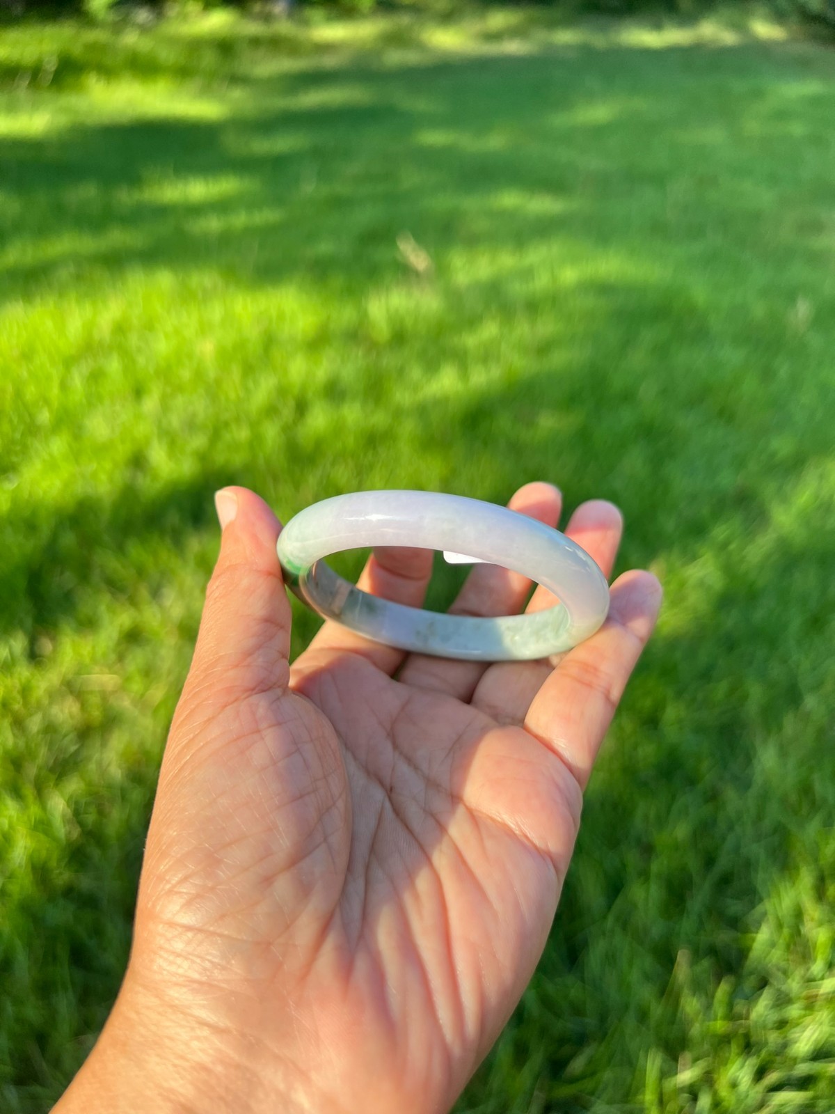 Lavender Green 100% Natural Grade A Jadeite Jade Bangle Bracelet 54mm H173