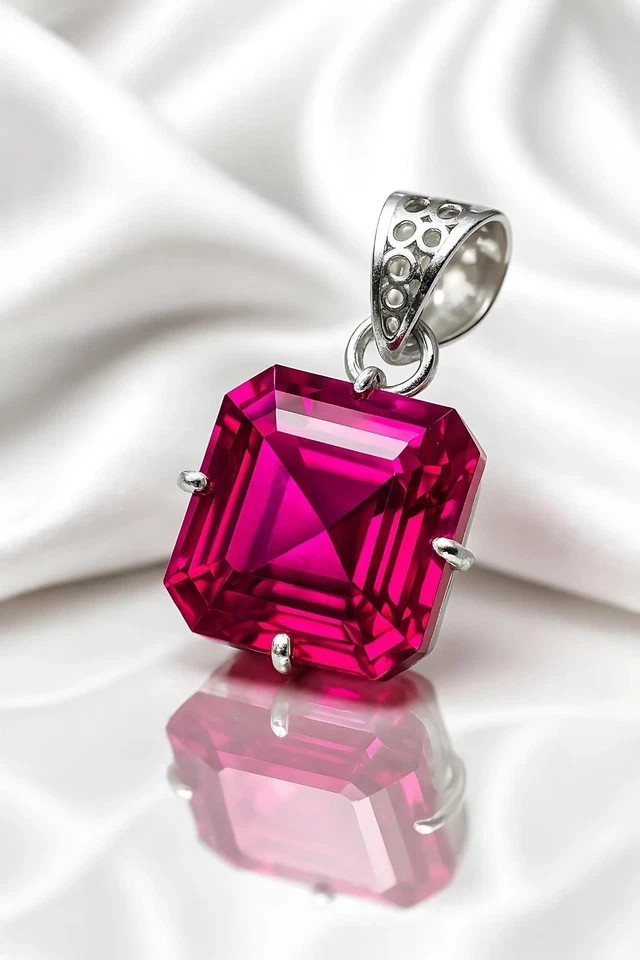32 Ct Certified Natural Flawless Pink Sapphire 925 Silver Pendant Loose Gemstone