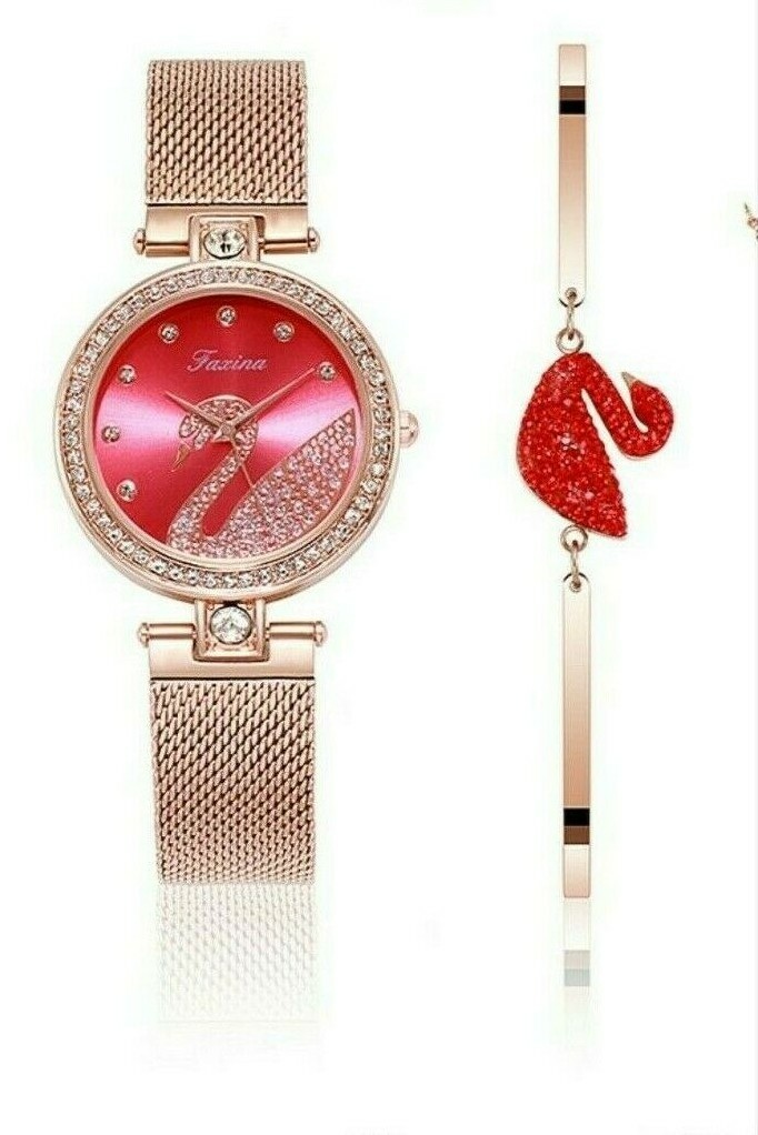 Fashion Girls Women Luxury Stylish Swan Love Heart Bling Quartz Watch