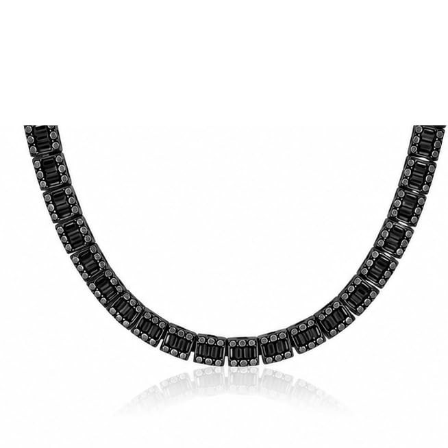 10Ct Black Diamond Tennis Necklace Black Rhodium Plated 18″ Men Women
