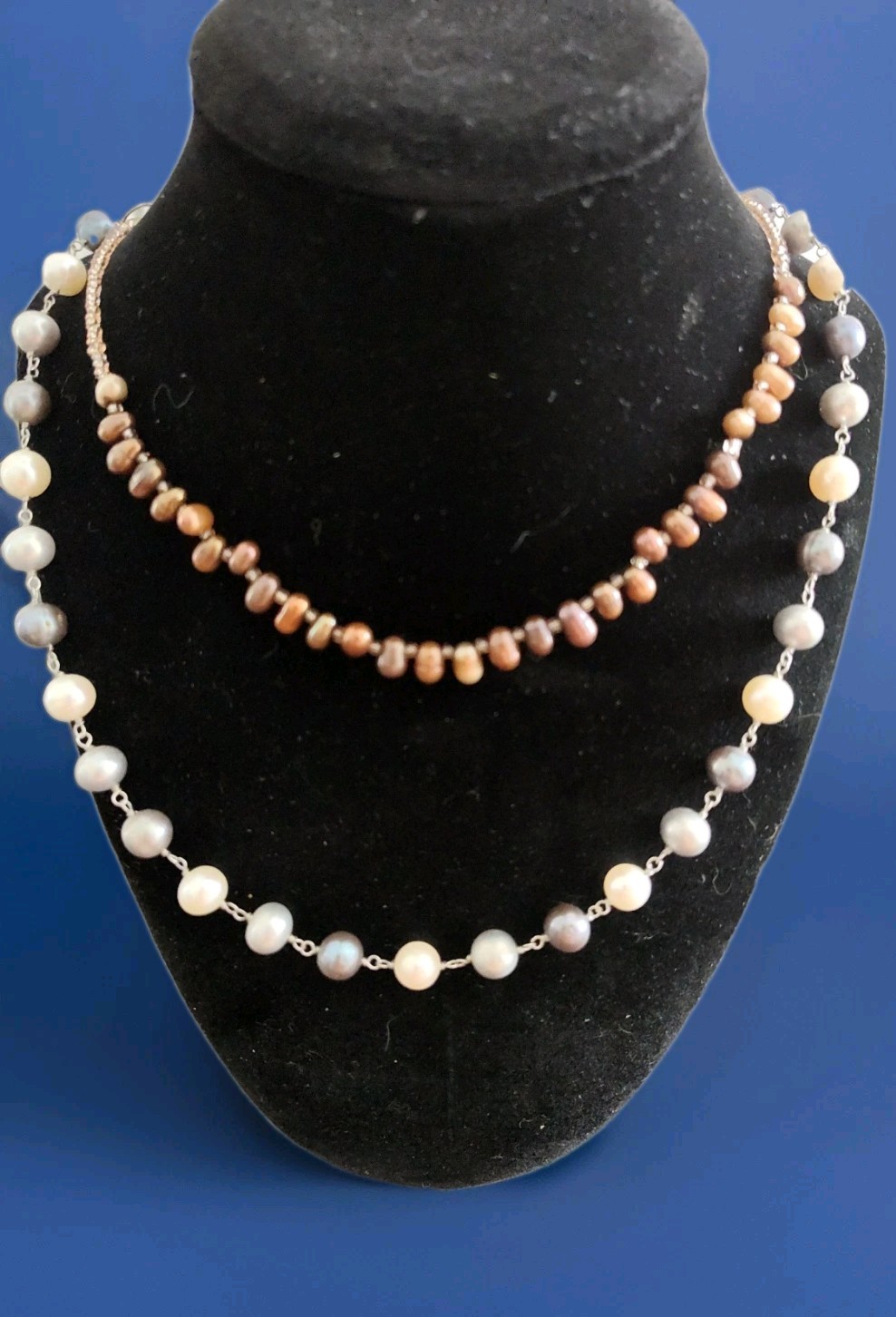 Lot 10 Assorted Genuine Pearl Necklaces – White Gray Brown – 2 With 925 Clasps