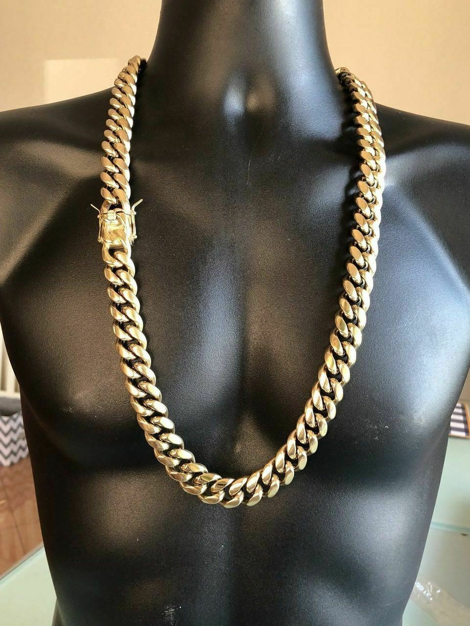 HARLEMBLING 18mm Mens Miami Cuban Link KILO Chain 14k Gold Plated HEAVY 18″-30″