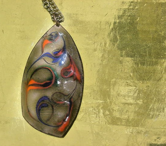 H. Kidd Austria MCM Enamel Pendant Necklace Bird Headed Dakini Dakinis charm 28″
