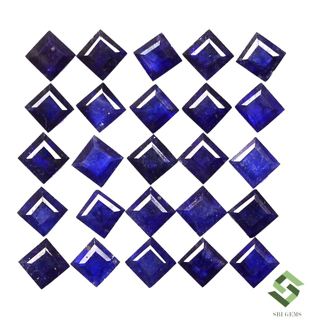 3×3 mm Natural Blue Sapphire Square Cut Lot 35 Pcs 10.09 CTS Loose Gemstones GF