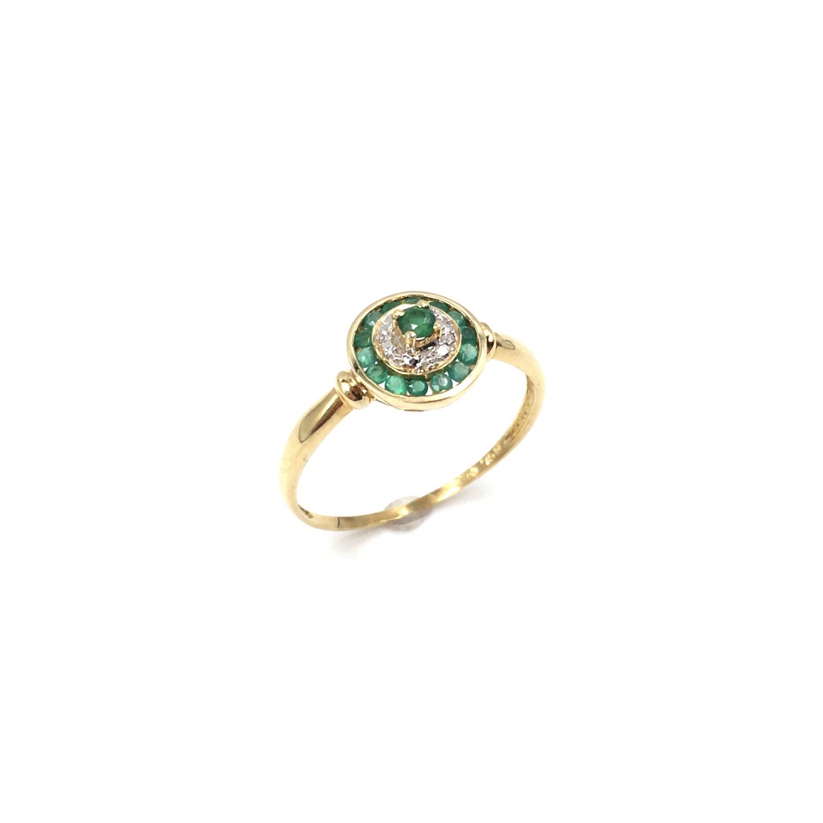 18ct yellow gold ring emerald in the style of Art Deco 750 gold jewelry 19.1mm/60