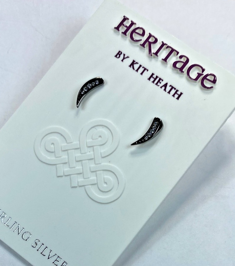 Kit Heath Ruthenium over Sterling Silver Signed Mini CZ Pave Earrings NWT Gift B