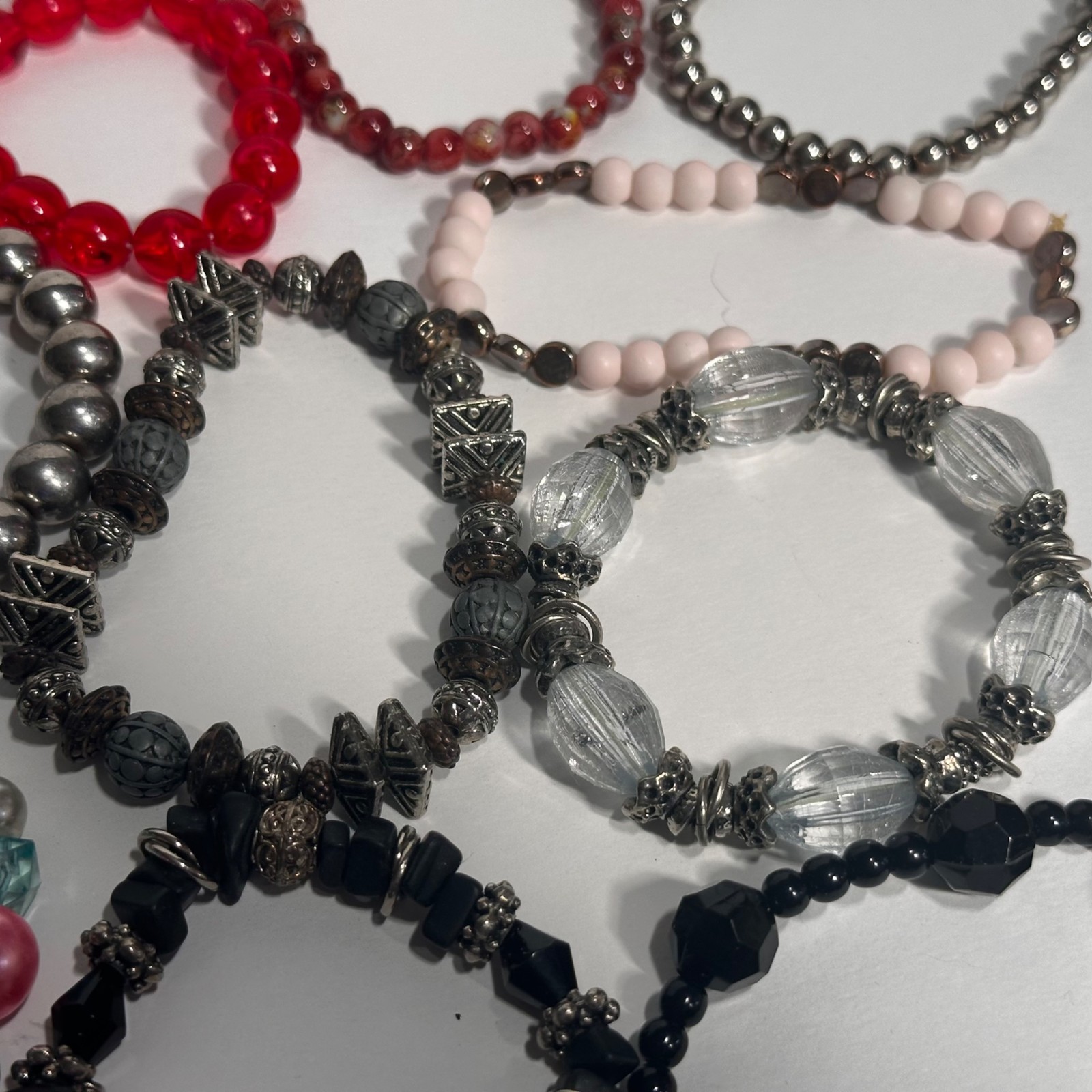 Beaded Stretch Bracelet Lot Colorful Perfect for All Ages 15 pc