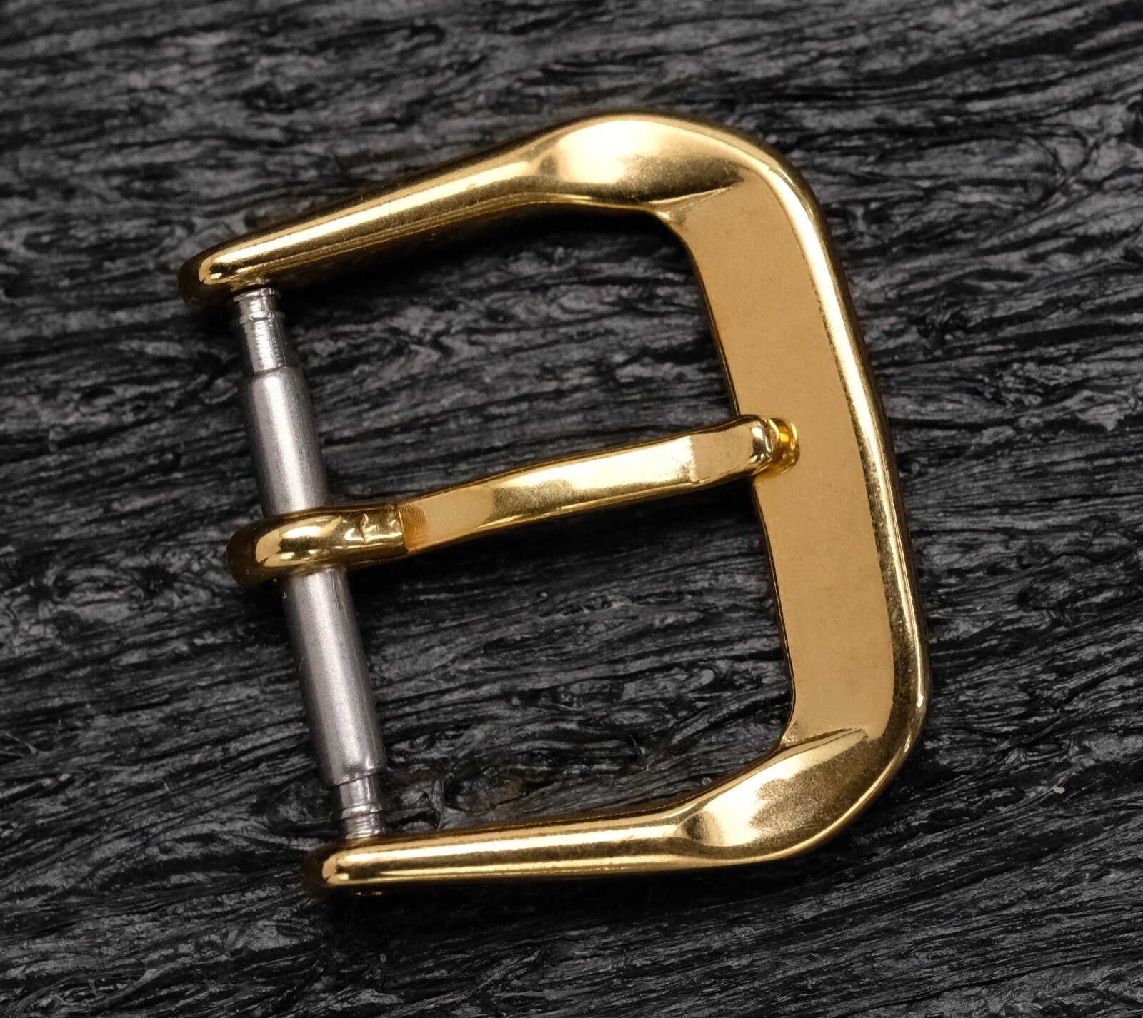 VINTAGE STYLE TOP QUALITY 14MM YELLOW GOLD PLATED STEEL WATCH STRAP BUCKLE, NEW
