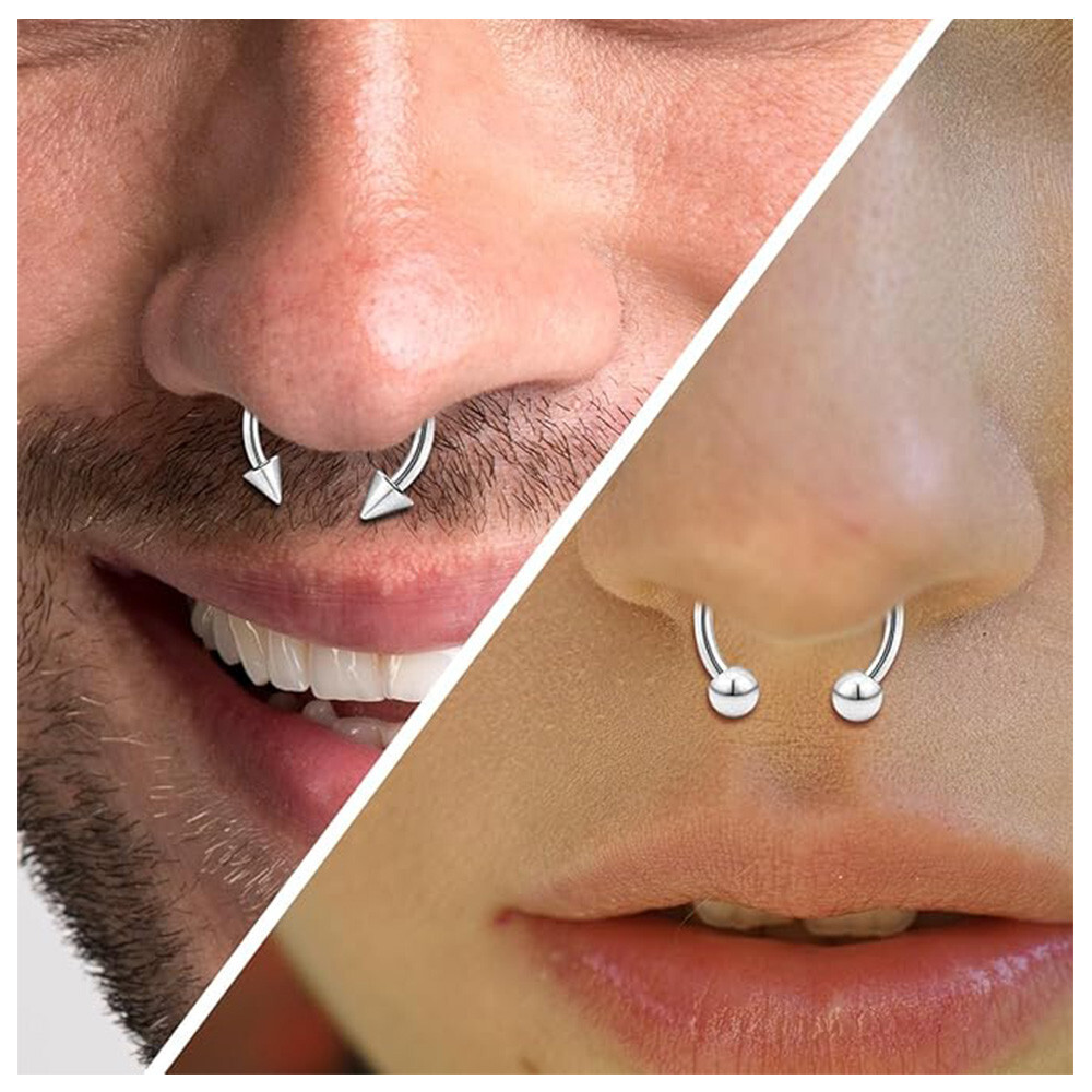 Horseshoe Rings Circular Barbells 16G 14G Surgical Steel Ball Spike Septum Rings