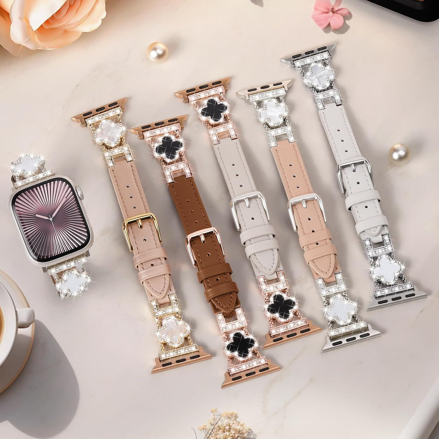 Leather Band Compatible with Apple Watch Bands for Women 42Mm 44Mm 45Mm 46Mm 49M
