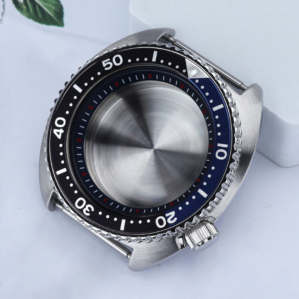 45mm Vintage Watch Case Silver Premium Steel 100m Diver For Seiko NH35 Movement