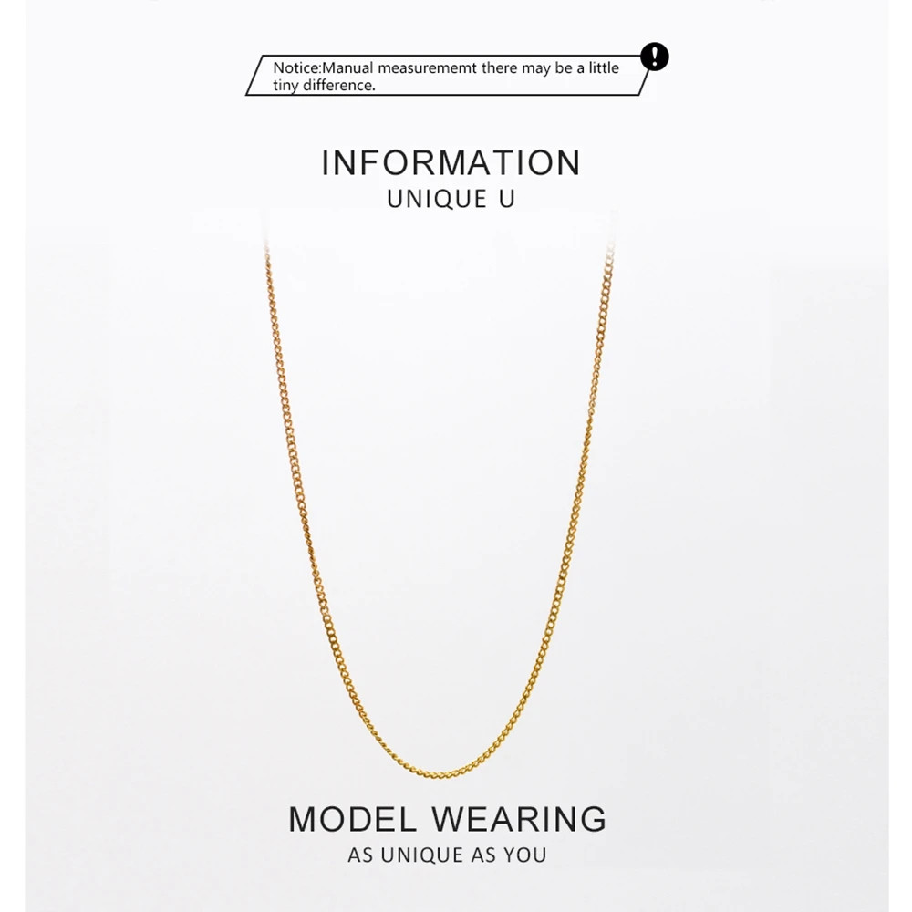 Classic Gold Stainless Steel Necklaces Simple DIY Basic Chains Jewelry