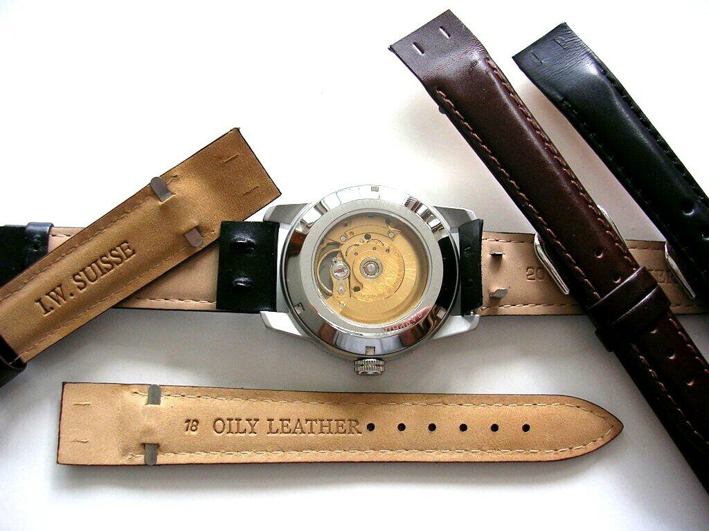 Open End Oily Leather Vintage Wire Lugs watch band strap IW SUISSE 8 10 16 18 20