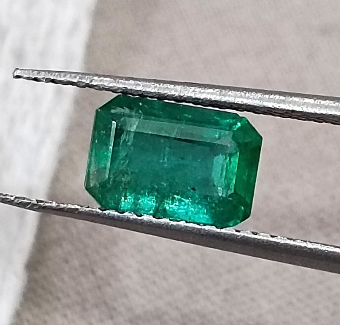 1.04ct Deep Green Natural Emerald Zambia Minor Oil Octagon Cut Gemstone