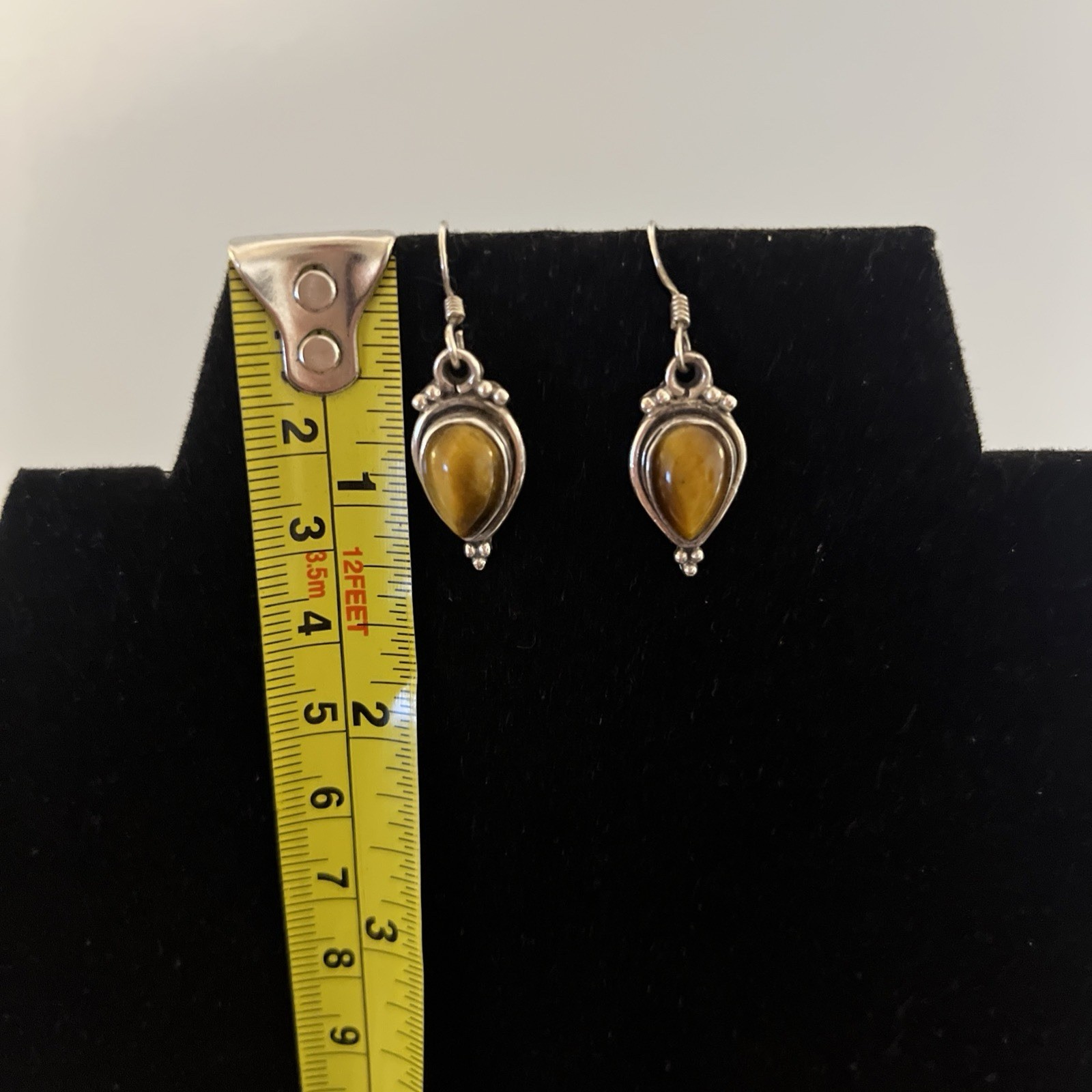 Lot of 3 Pairs Vintage 925 Sterling Silver Cabochon Dangle Earrings Boho