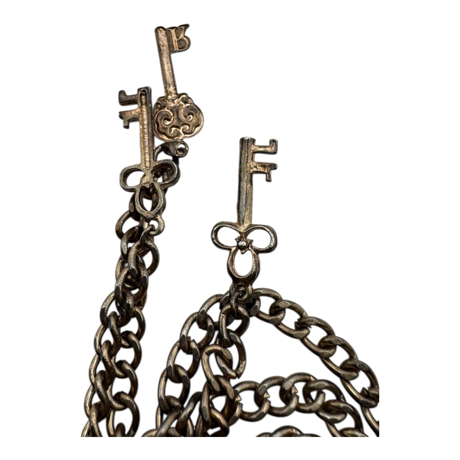Heraldic Coat of Arms Brooch Chain Victorian Style Crown Lion Eagle Keys Crest