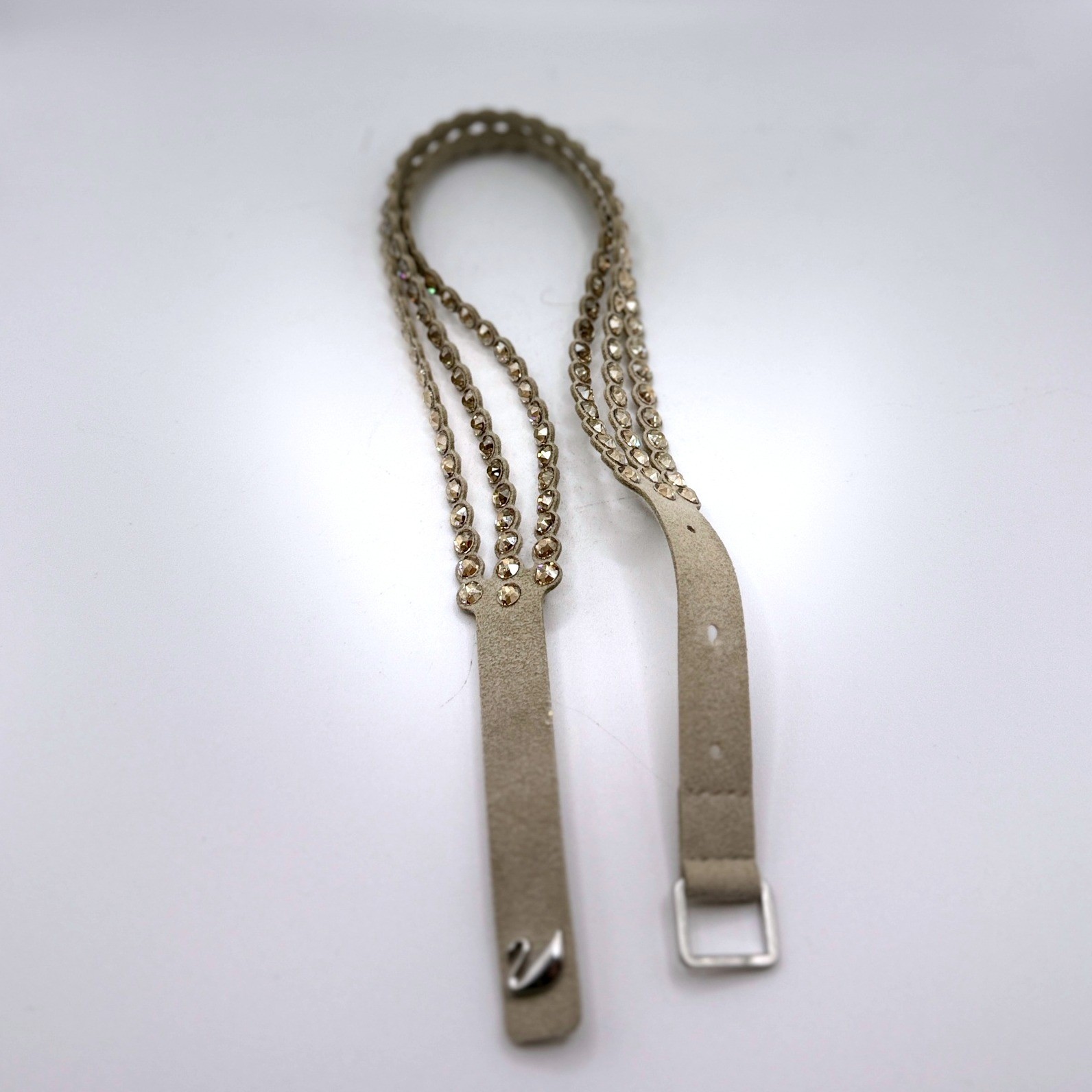 Swarovski Power Collection Crystal Wrap Bracelet Beige Alcantara Choker 5511698