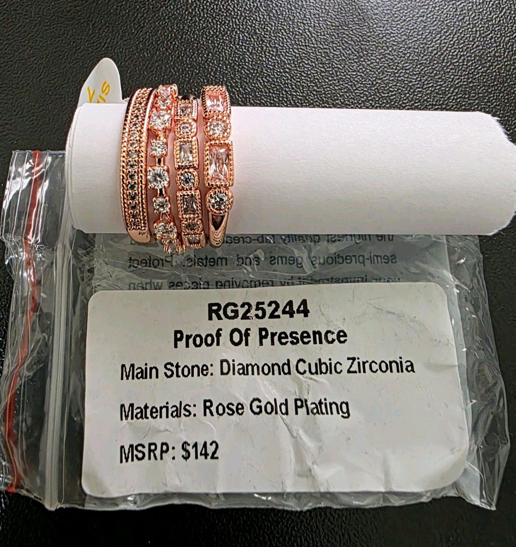 Ring Bomb Party Rose Gold Plated CZ Band Ring Round Simulated Size 7 RG25244