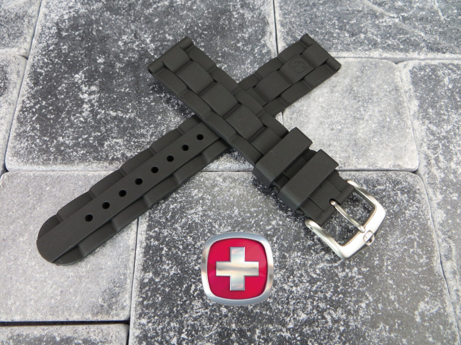 New Victorinox Swiss Army Rubber Strap Black Diver Watch Band 20mm 19mm X1 V