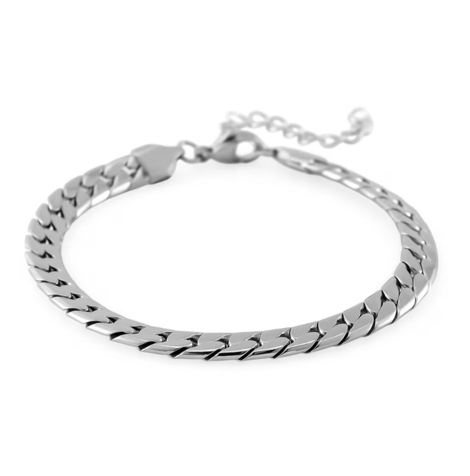 Simulated Blue Diamond Set Tennis & Curb Bracelets Stainless Steel 7.50-9.0in